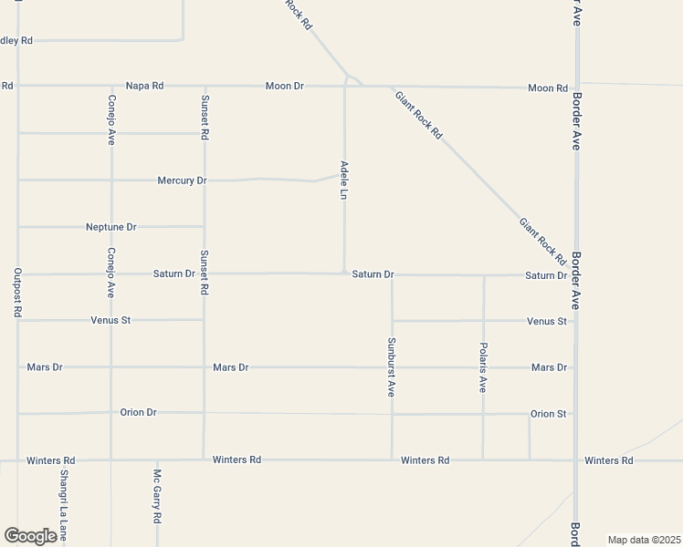 map of restaurants, bars, coffee shops, grocery stores, and more near Saturn Drive in Joshua Tree