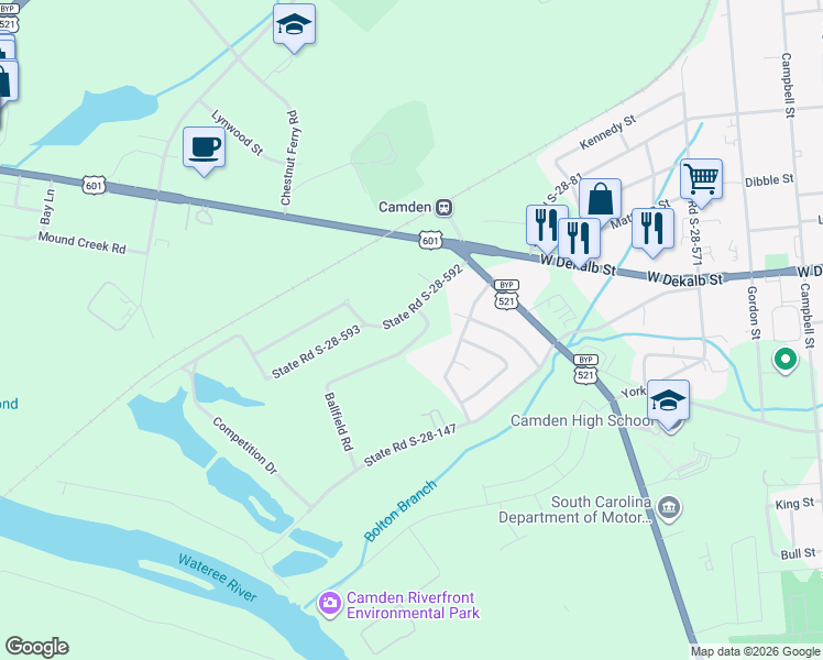 map of restaurants, bars, coffee shops, grocery stores, and more near 327 Ballfield Road in Camden