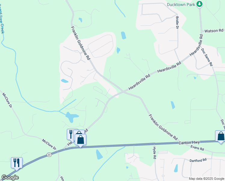 map of restaurants, bars, coffee shops, grocery stores, and more near 5210 Ginger Rose Court in Forsyth County