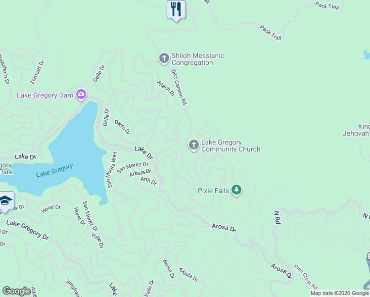 map of restaurants, bars, coffee shops, grocery stores, and more near 503 Valley Drive in Crestline