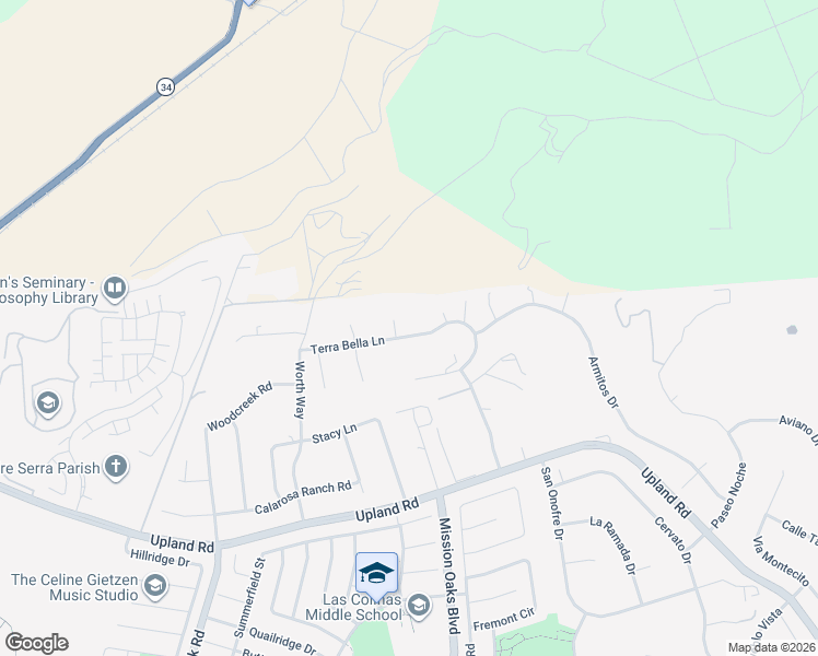 map of restaurants, bars, coffee shops, grocery stores, and more near 5750 Terra Bella Lane in Camarillo