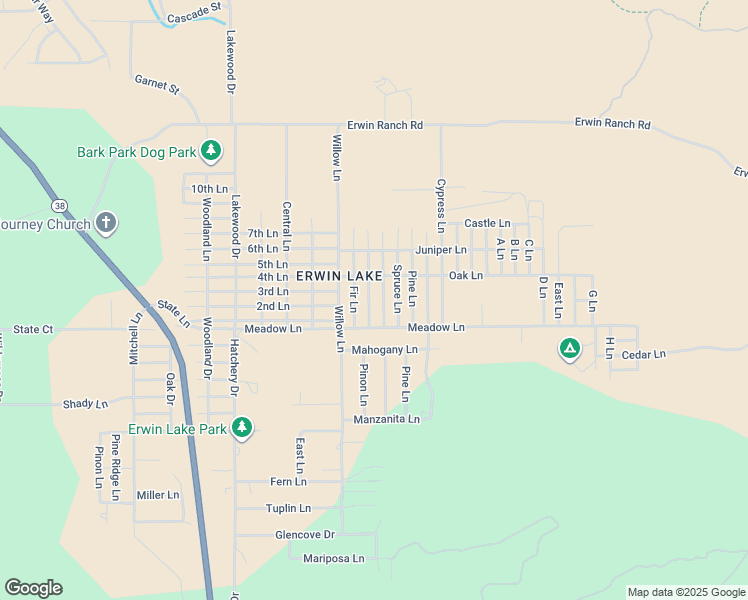map of restaurants, bars, coffee shops, grocery stores, and more near 936 Pinon Lane in Big Bear