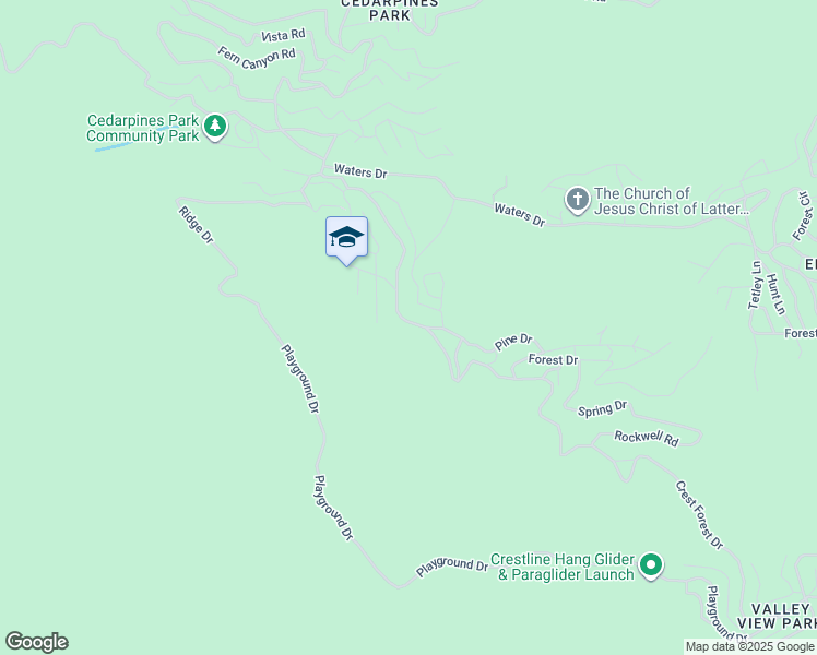 map of restaurants, bars, coffee shops, grocery stores, and more near 22043 Crest Forest Drive in Crestline