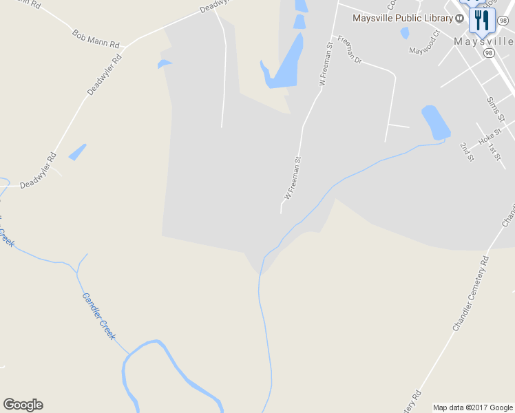map of restaurants, bars, coffee shops, grocery stores, and more near 957 West Freeman Street in Maysville