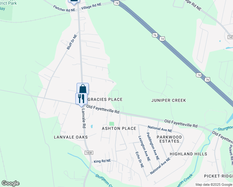 map of restaurants, bars, coffee shops, grocery stores, and more near 9005 Dale Street Northeast in Leland