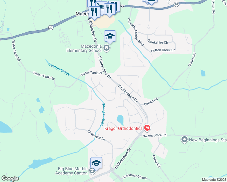 map of restaurants, bars, coffee shops, grocery stores, and more near 200 Riley Court in Canton