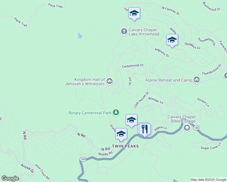 map of restaurants, bars, coffee shops, grocery stores, and more near in Twin Peaks