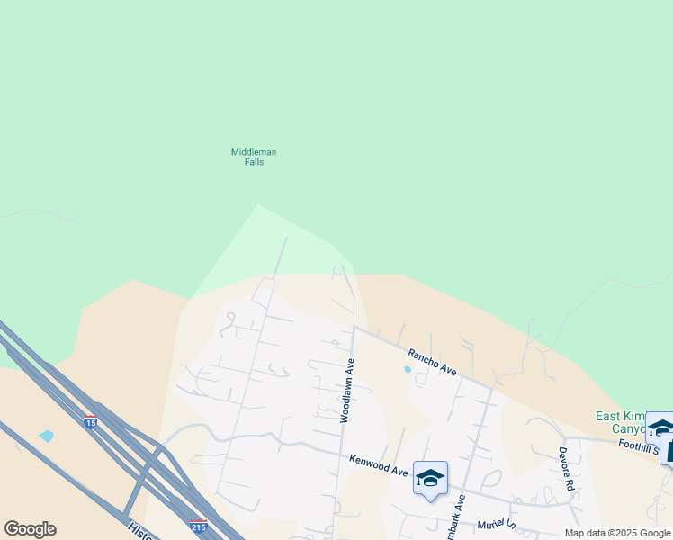 map of restaurants, bars, coffee shops, grocery stores, and more near 524 Woodlawn Avenue in San Bernardino