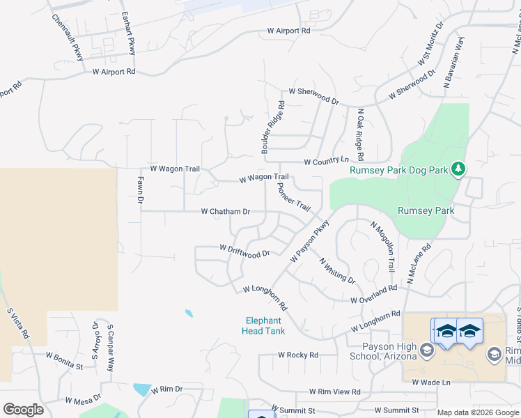 map of restaurants, bars, coffee shops, grocery stores, and more near 1004 West Chatham Drive in Payson