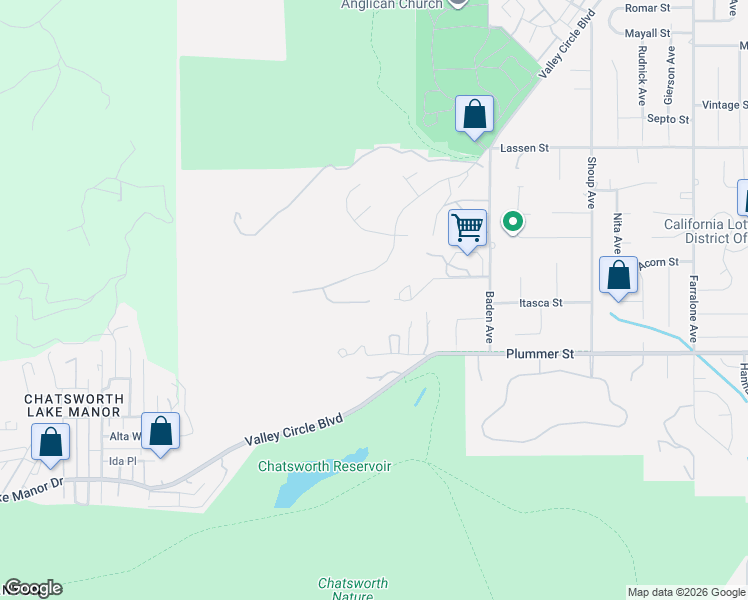map of restaurants, bars, coffee shops, grocery stores, and more near 22801 Seaqua Circle in Los Angeles