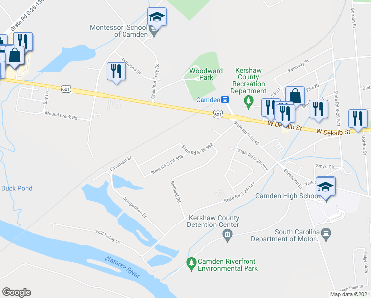 map of restaurants, bars, coffee shops, grocery stores, and more near 940 State Road S-28-592 in Camden