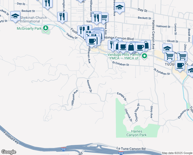 map of restaurants, bars, coffee shops, grocery stores, and more near Flora Morgan Walk in Los Angeles