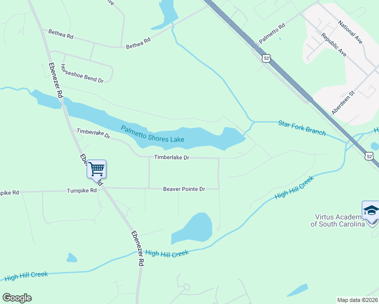 map of restaurants, bars, coffee shops, grocery stores, and more near 228 Timberlake Drive in Florence