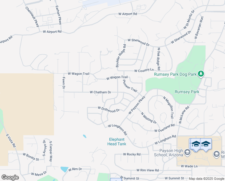 map of restaurants, bars, coffee shops, grocery stores, and more near 1004 West Chatham Drive in Payson