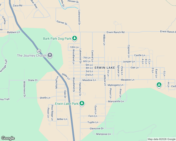 map of restaurants, bars, coffee shops, grocery stores, and more near 2131 3rd Lane in Big Bear