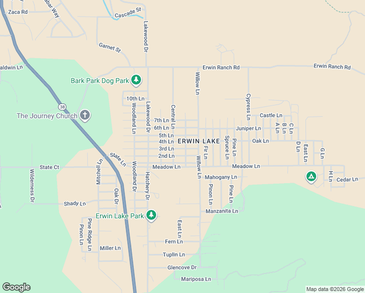 map of restaurants, bars, coffee shops, grocery stores, and more near Third Street in Big Bear
