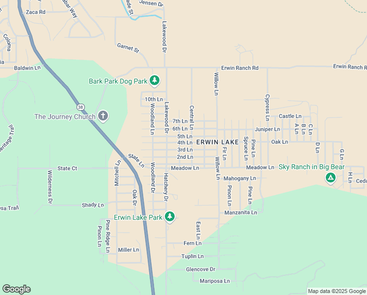 map of restaurants, bars, coffee shops, grocery stores, and more near 2131 3rd Lane in Big Bear