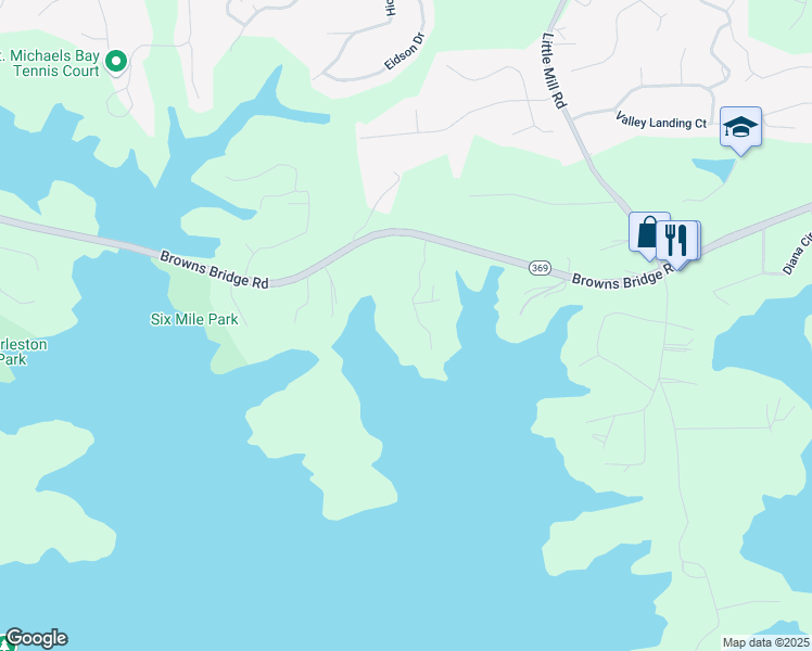 map of restaurants, bars, coffee shops, grocery stores, and more near Raines Drive in Forsyth County