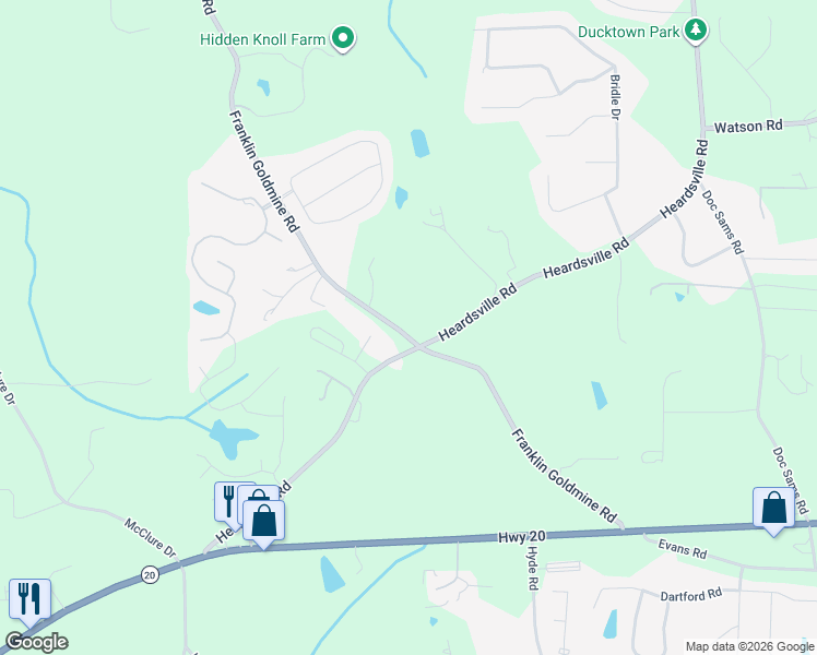 map of restaurants, bars, coffee shops, grocery stores, and more near 5280 Franklin Goldmine Road in Cumming