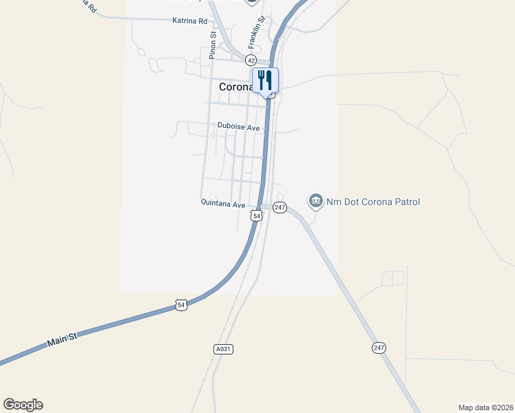map of restaurants, bars, coffee shops, grocery stores, and more near New Mexico 247 in Corona