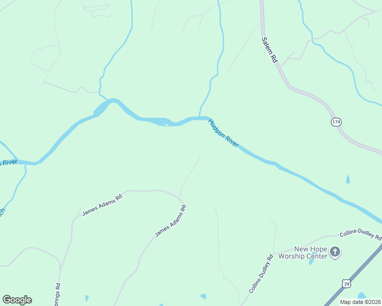 map of restaurants, bars, coffee shops, grocery stores, and more near 988 James Adams Road in Danielsville