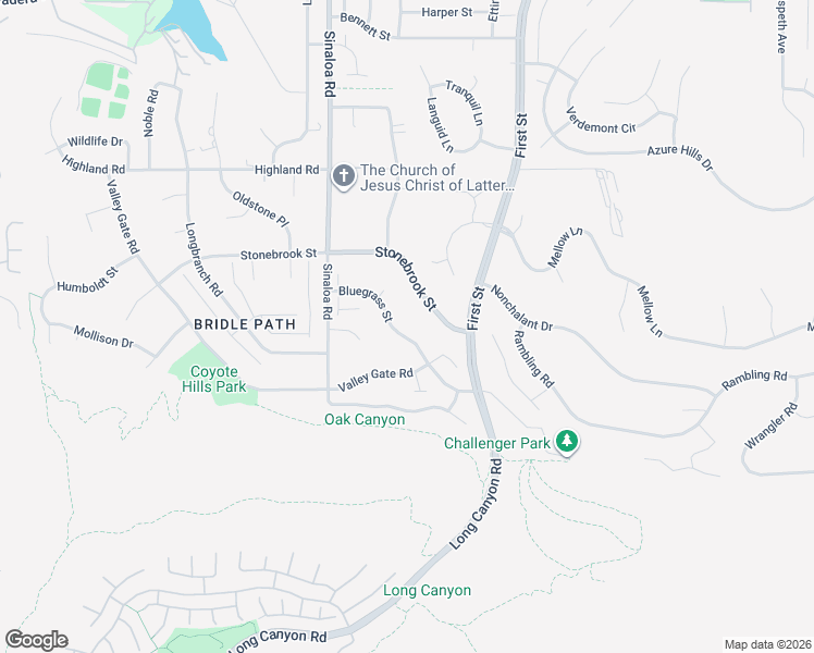 map of restaurants, bars, coffee shops, grocery stores, and more near 625 Bluegrass Street in Simi Valley