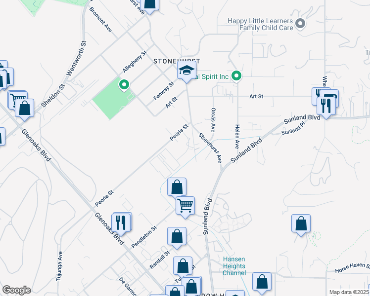 map of restaurants, bars, coffee shops, grocery stores, and more near 10951 Elinda Place in Los Angeles