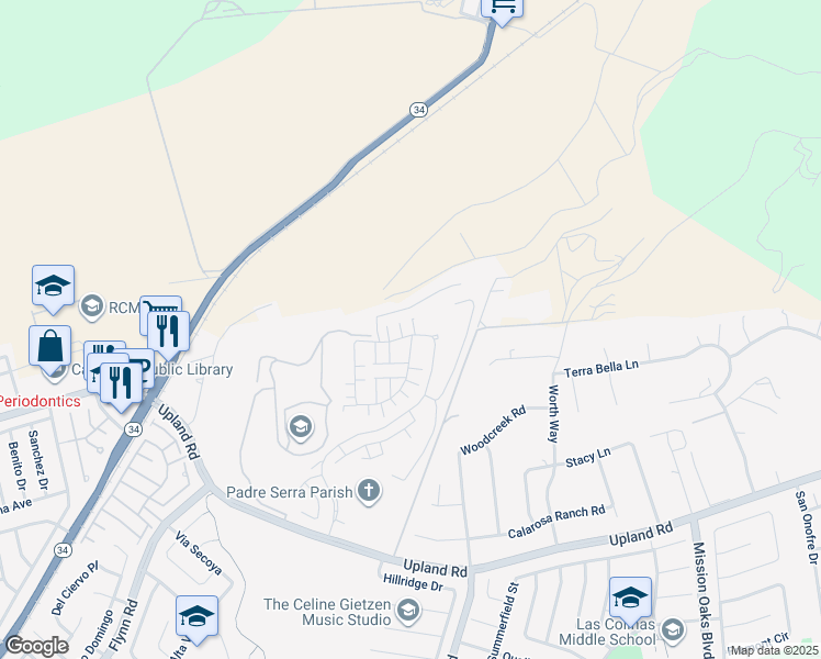 map of restaurants, bars, coffee shops, grocery stores, and more near 5013 Vicuna Drive in Camarillo
