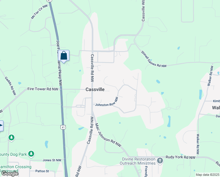 map of restaurants, bars, coffee shops, grocery stores, and more near 13 Sherman Lane Northwest in Cartersville