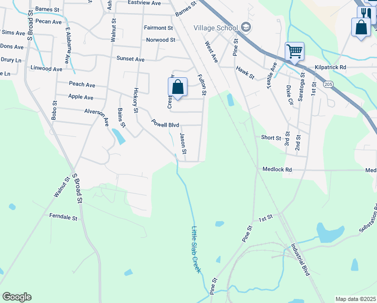 map of restaurants, bars, coffee shops, grocery stores, and more near 1509 Jason St in Albertville