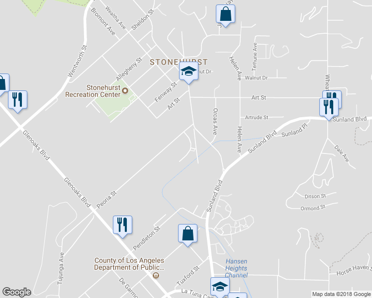 map of restaurants, bars, coffee shops, grocery stores, and more near 10951 Elinda Place in Los Angeles