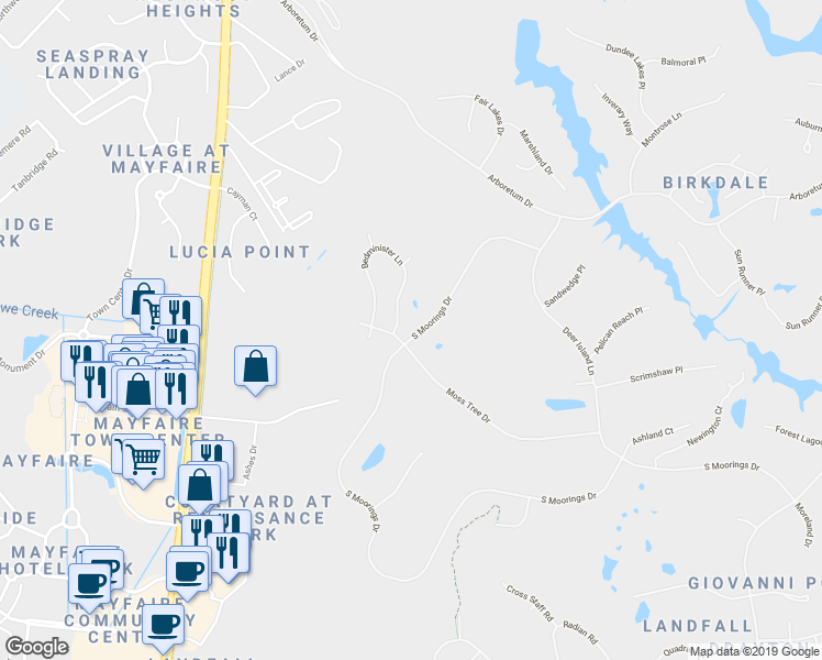 map of restaurants, bars, coffee shops, grocery stores, and more near 1336 South Moorings Drive in Wilmington
