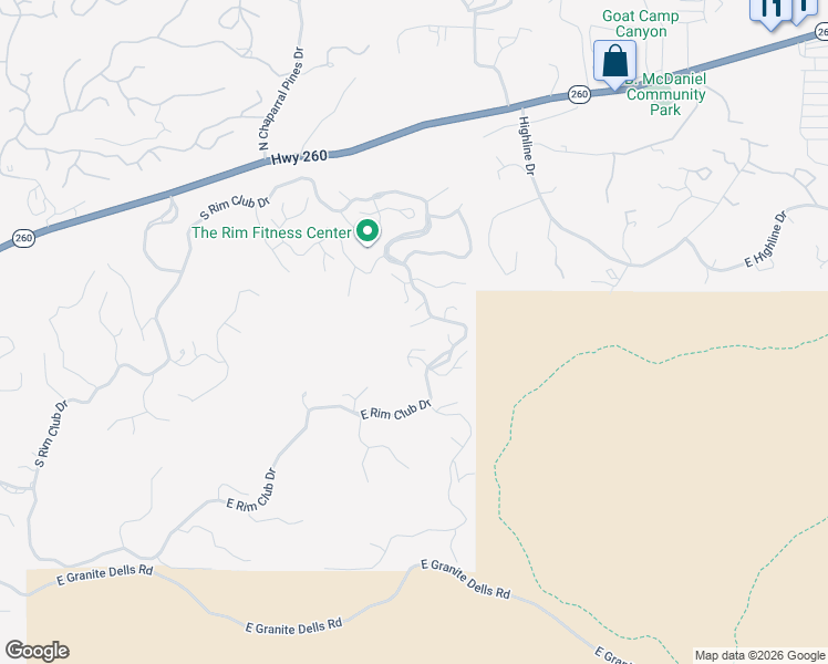 map of restaurants, bars, coffee shops, grocery stores, and more near 2901 East Lions Pocket in Payson