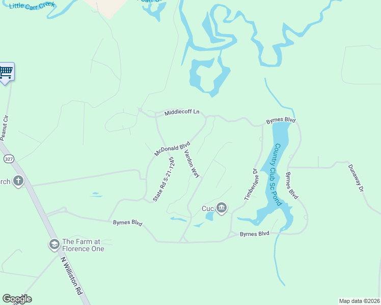 map of restaurants, bars, coffee shops, grocery stores, and more near 2406 Vardon Way in Florence
