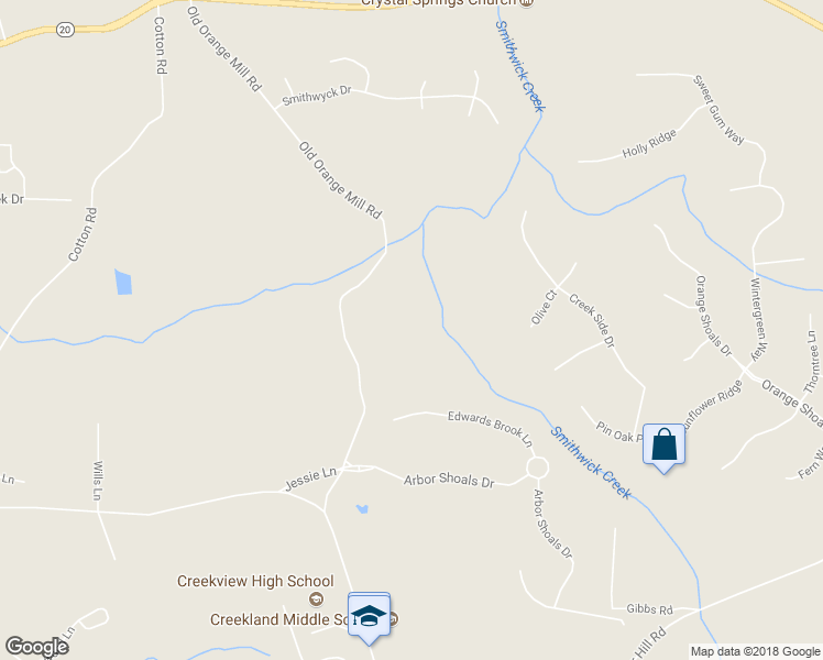 map of restaurants, bars, coffee shops, grocery stores, and more near 416 Old Orange Mill Road in Canton