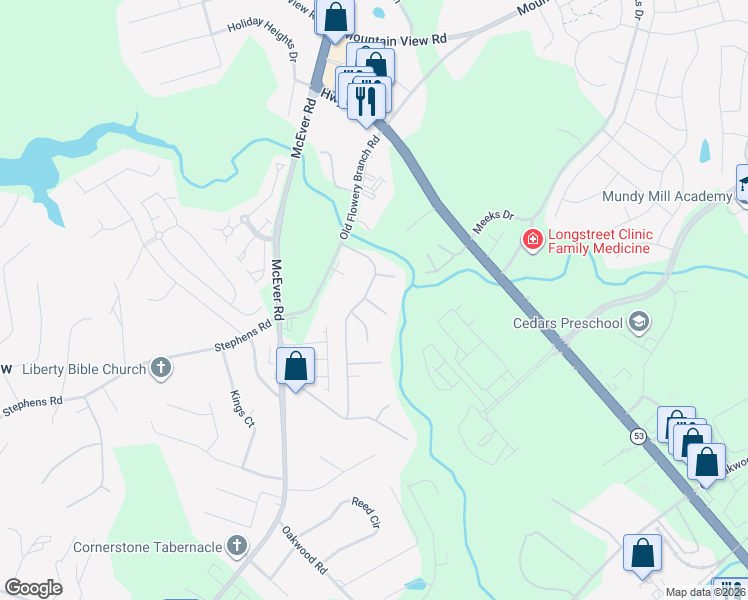 map of restaurants, bars, coffee shops, grocery stores, and more near 5221 Birch Court in Oakwood