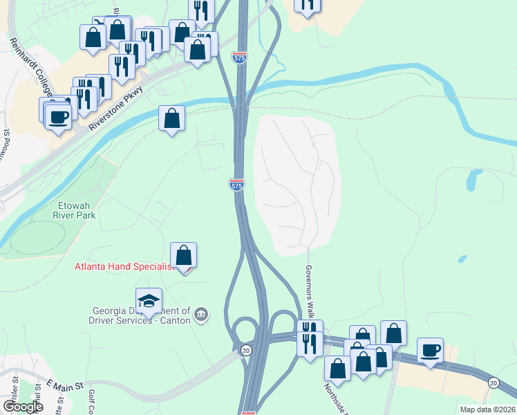 map of restaurants, bars, coffee shops, grocery stores, and more near 217 Lauren Lane in Canton