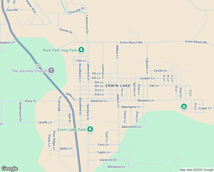 map of restaurants, bars, coffee shops, grocery stores, and more near Fourth Street in Big Bear