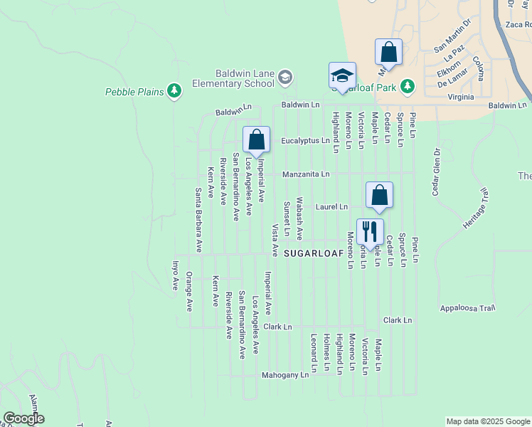 map of restaurants, bars, coffee shops, grocery stores, and more near 391 Imperial Avenue in Sugarloaf