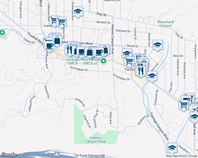 map of restaurants, bars, coffee shops, grocery stores, and more near 9722 Marcus Avenue in Los Angeles