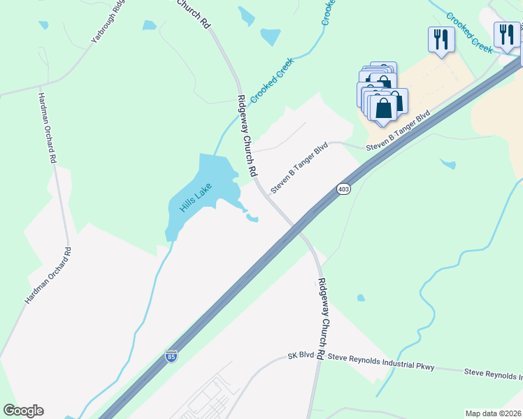 map of restaurants, bars, coffee shops, grocery stores, and more near 1911 Ridgeway Church Road in Commerce