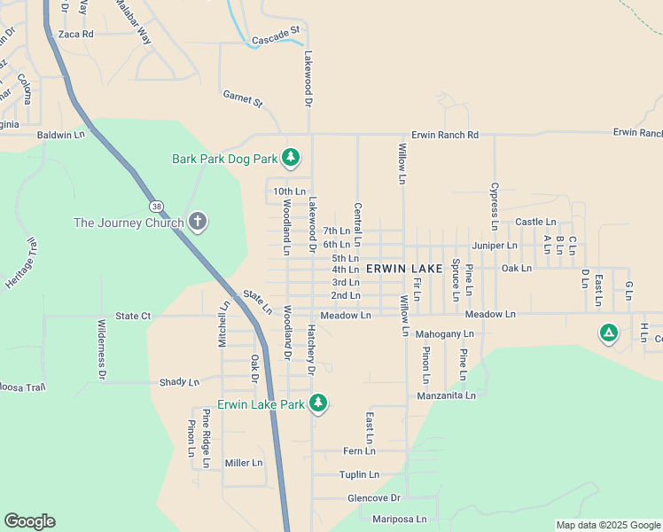 map of restaurants, bars, coffee shops, grocery stores, and more near Fourth Street in Big Bear