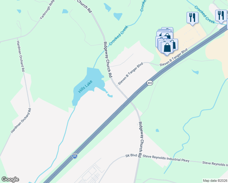 map of restaurants, bars, coffee shops, grocery stores, and more near 1911 Ridgeway Church Road in Commerce