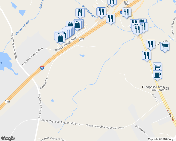 map of restaurants, bars, coffee shops, grocery stores, and more near 840 Haggard Road in Commerce