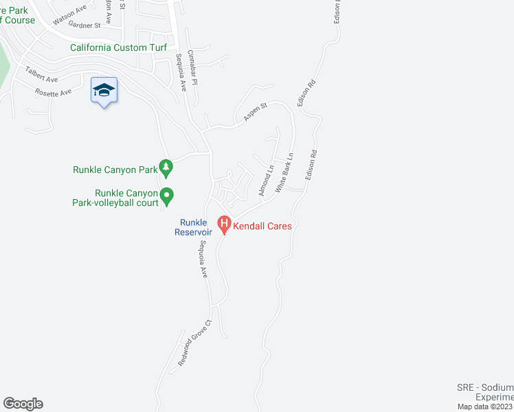 map of restaurants, bars, coffee shops, grocery stores, and more near White Bark Lane in Simi Valley