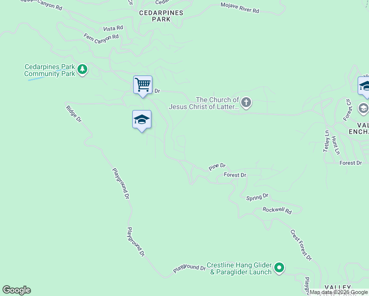 map of restaurants, bars, coffee shops, grocery stores, and more near Long Beach Avenue in Crestline