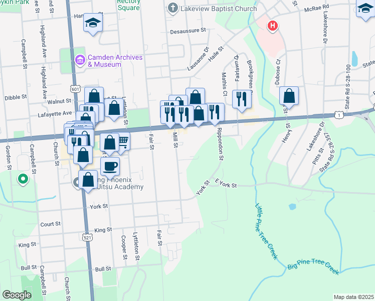 map of restaurants, bars, coffee shops, grocery stores, and more near 1000 Mill Street in Camden