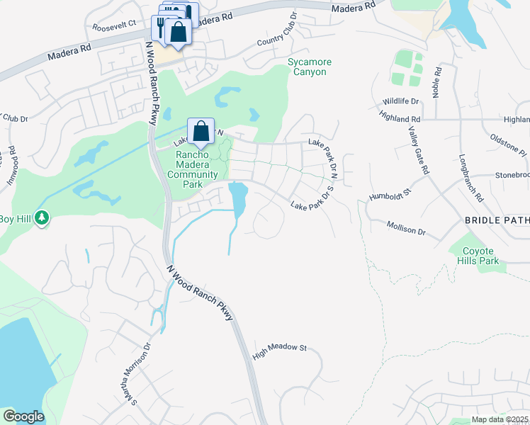 map of restaurants, bars, coffee shops, grocery stores, and more near 287 Golden Fern Court in Simi Valley