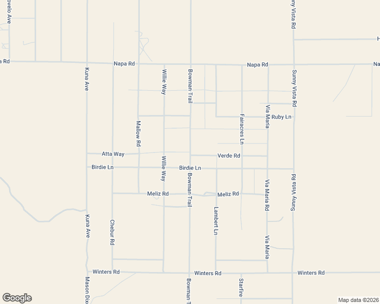 map of restaurants, bars, coffee shops, grocery stores, and more near Bowman Trail in Yucca Valley