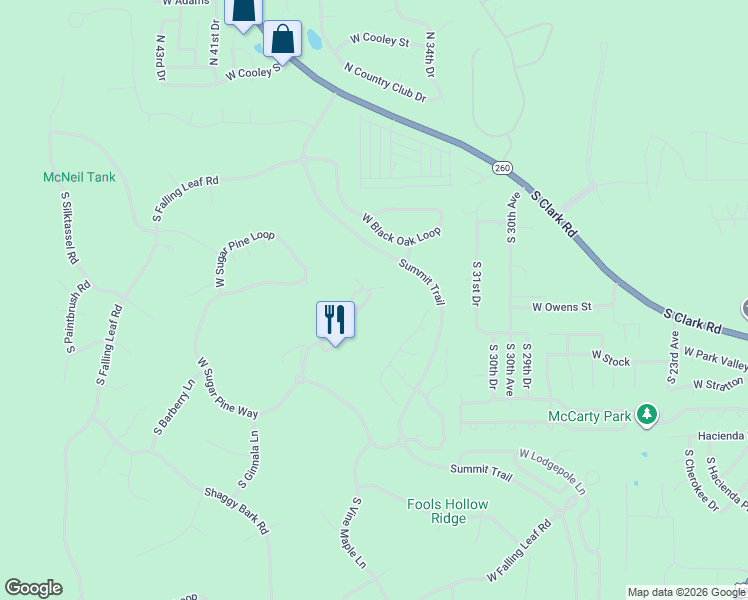 map of restaurants, bars, coffee shops, grocery stores, and more near 3543 West Torreon Court in Show Low